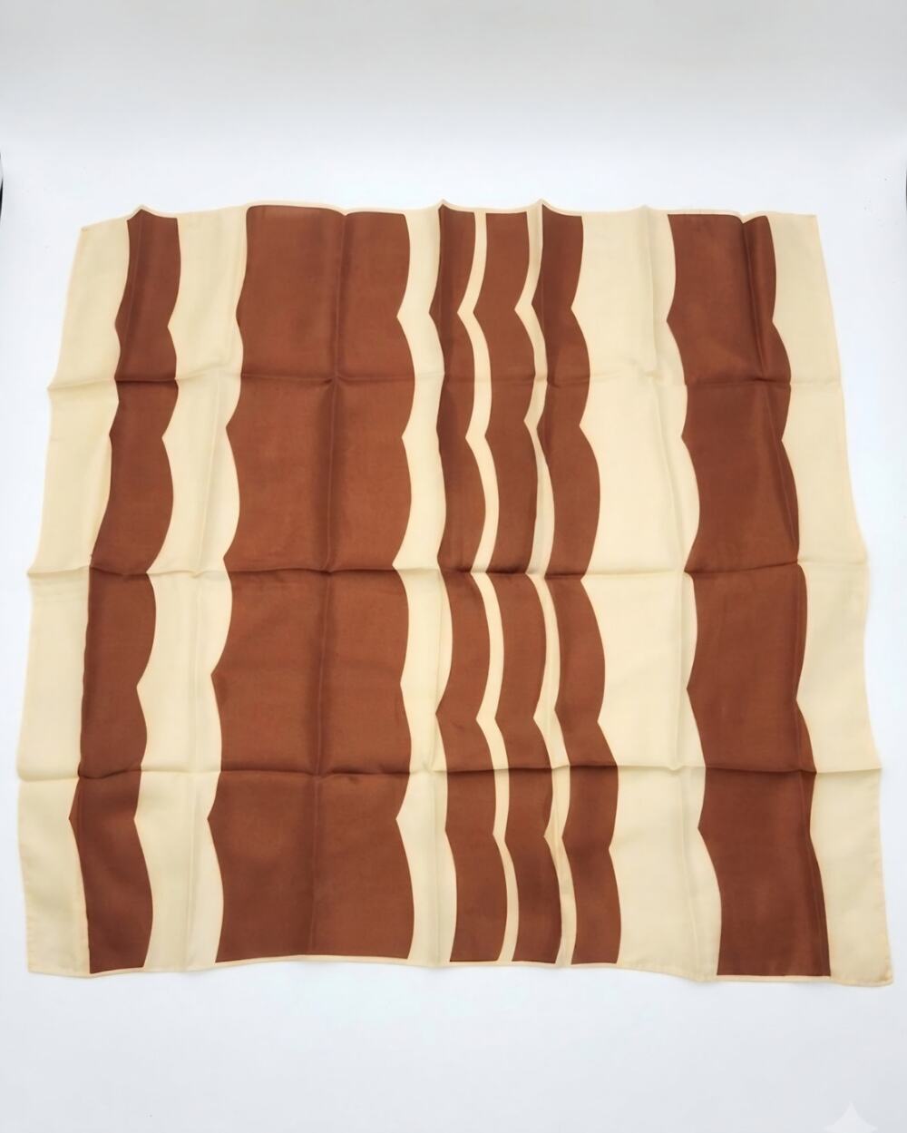 Vintage Geometric Brown Cream Acetate Japan 27" Square Scarf